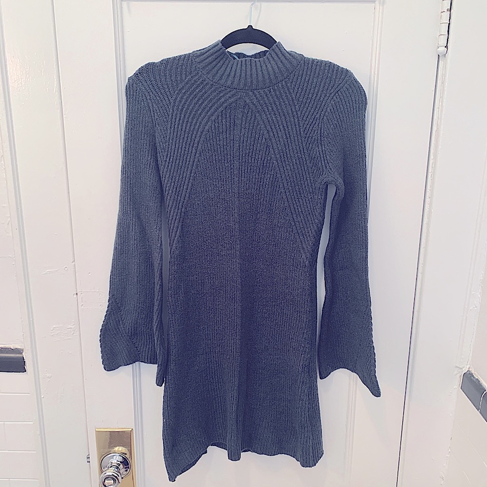 Hunter Green Bell Sleeve Sweater Dress